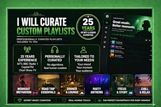 curate custom playlists using 25 years of MTV and radio expertise
