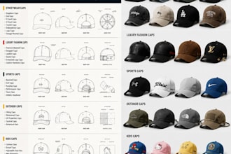 create cap tech pack, hat tech pack for snapback, baseball cap, trucker cap