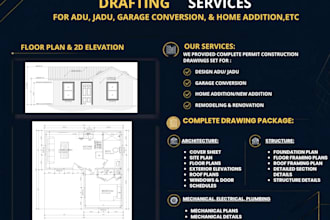 do architecture drafting and design for adu, jadu, basement or garage conversion