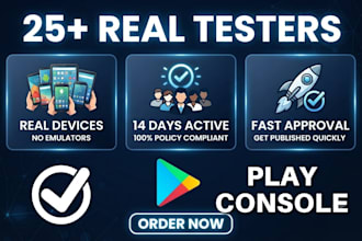provide 12 or 25 testers for google play closed testing