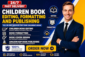 children book editing and format my book cover design amazon kdp book publishing