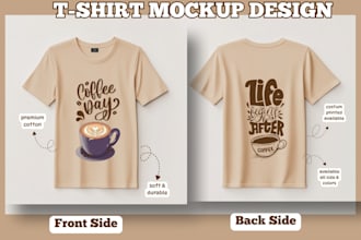 create premium cotton tshirt mockup design front and back