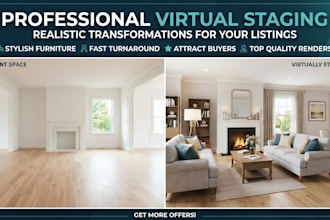create a realistic virtual staging for vacant real estate listing photos