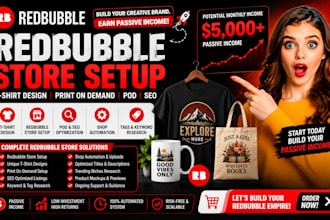 redbubble store setup tshirt design print on demand pod seo shop automation tags