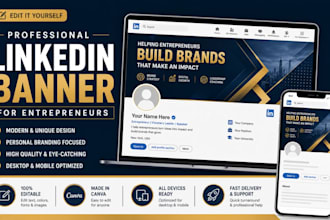 design editable canva linkedin banner and profile cover in canva
