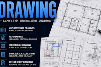 architectural drafting blueprint mep structural details and calculation