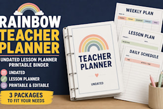 design rainbow classroom teacher planner undated lesson planner printable binder