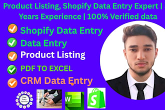 do data entry for product listings shopify data entry and PDF to excel