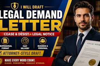 draft legal demand letter, cease and desist, legal notice