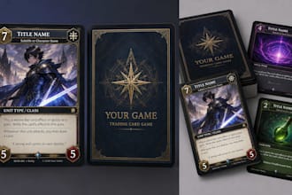 design custom anime playmat layouts, tcg card frames, and booster pack templates