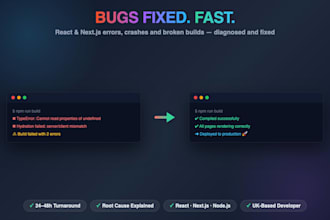 fix bugs and errors in your react or nextjs application