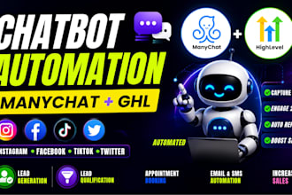 build manychat, gohighlevel chatbot automation for facebook, instagram, tiktok