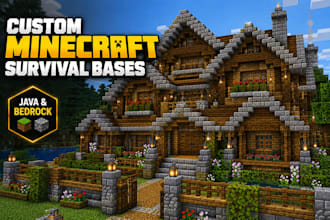 build custom minecraft survival base house and castle