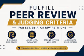 fulfil peer review and judging criteria for eb1, eb1a, or niw petitions