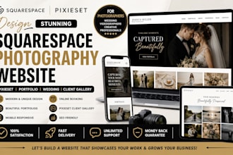 design squarespace photography website, pixieset website, photographer portfolio