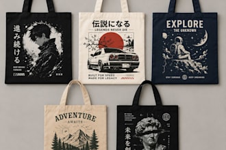 design custom trendy tote bag designs for print on demand
