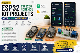 develop custom esp32, esp8266, nodemcu, iot project with blynk and firebase