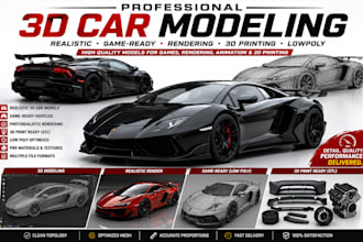 realistic 3d car models game ready vehicles rendering  stl, fivem, widebody kits