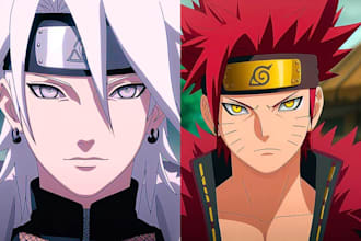 draw you in naruto style anime protrait or custom ninja character