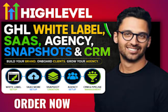 set up gohighlevel white label, saas, agency, snapshots and CRM