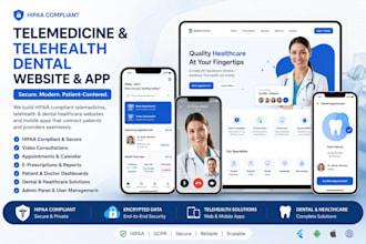 build hippa complaint telemedicine telehealth dental healthcare website and app