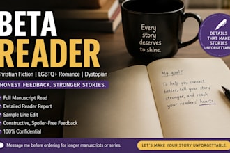 be your christian fiction and lgbtq romance beta reader with detailed feedback