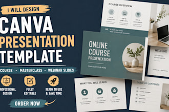 design canva presentation template, course template masterclass webinar slides