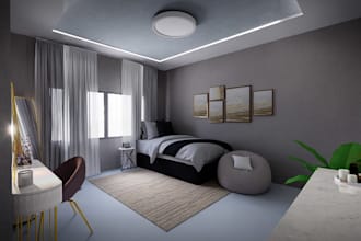create realistic 3d bedroom renders