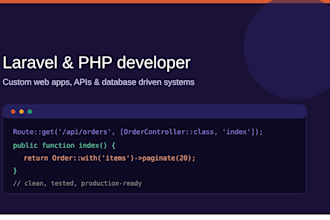 develop a dynamic website using laravel PHP framework