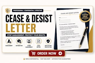 draft a cease and desist letter for harassment, defamation or threats