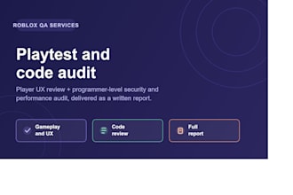 do QA, UX playtest and technical audit for roblox games