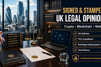 provide signed and stamped UK legal opinion letter for crypto projects