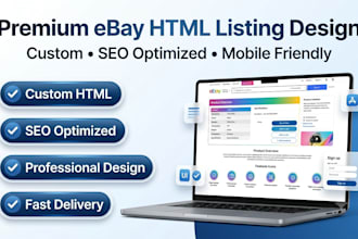 create a premium custom ebay HTML listing template with SEO product description