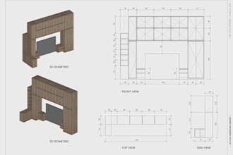 create cabinet shop drawings for woodworking manufacturing, cnc ready file