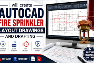 create autocad fire sprinkler layout drawings and drafting