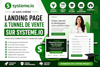 créer une landing page et tunnel de vente systeme io pour cours en ligne