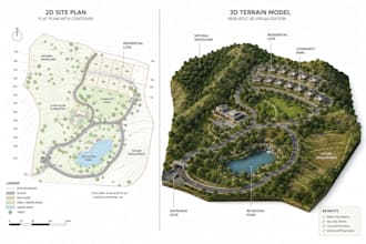 2d map 3d terrain model elevation map topographic map gis and landscape design