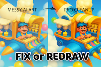 redraw, and recreate your low quality image or sketch in high resolution