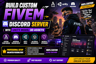 build custom fivem discord server with unity mods, 3d assets