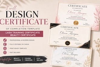 design certificate of completion template lash training beauty certificate