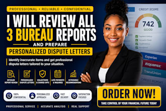 review all 3 bureau reports and prepare personalized dispute letters