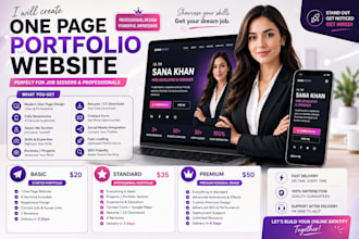 create a modern one page personal portfolio website, CV, resume and landing page