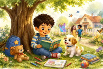 do children story book illustration, children book illustration, book design