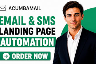 setup acumbamail email sms landing page automation