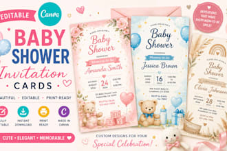 design editable baby shower invitation cards in canva