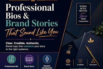 write your professional bio, brand story, and speaker introduction