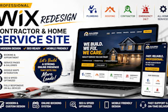 redesign wix contractor website, plumbing, roofing, emergency, service website