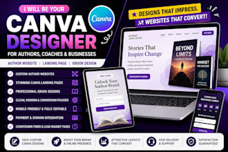 be your canva designer for author website, canva landing page, ebook design