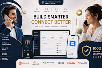 build a telecom saas, voip app, softphone app and linphone solution, esim app