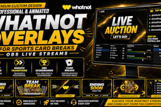 design a professional whatnot sports card break overlay for obs live streams